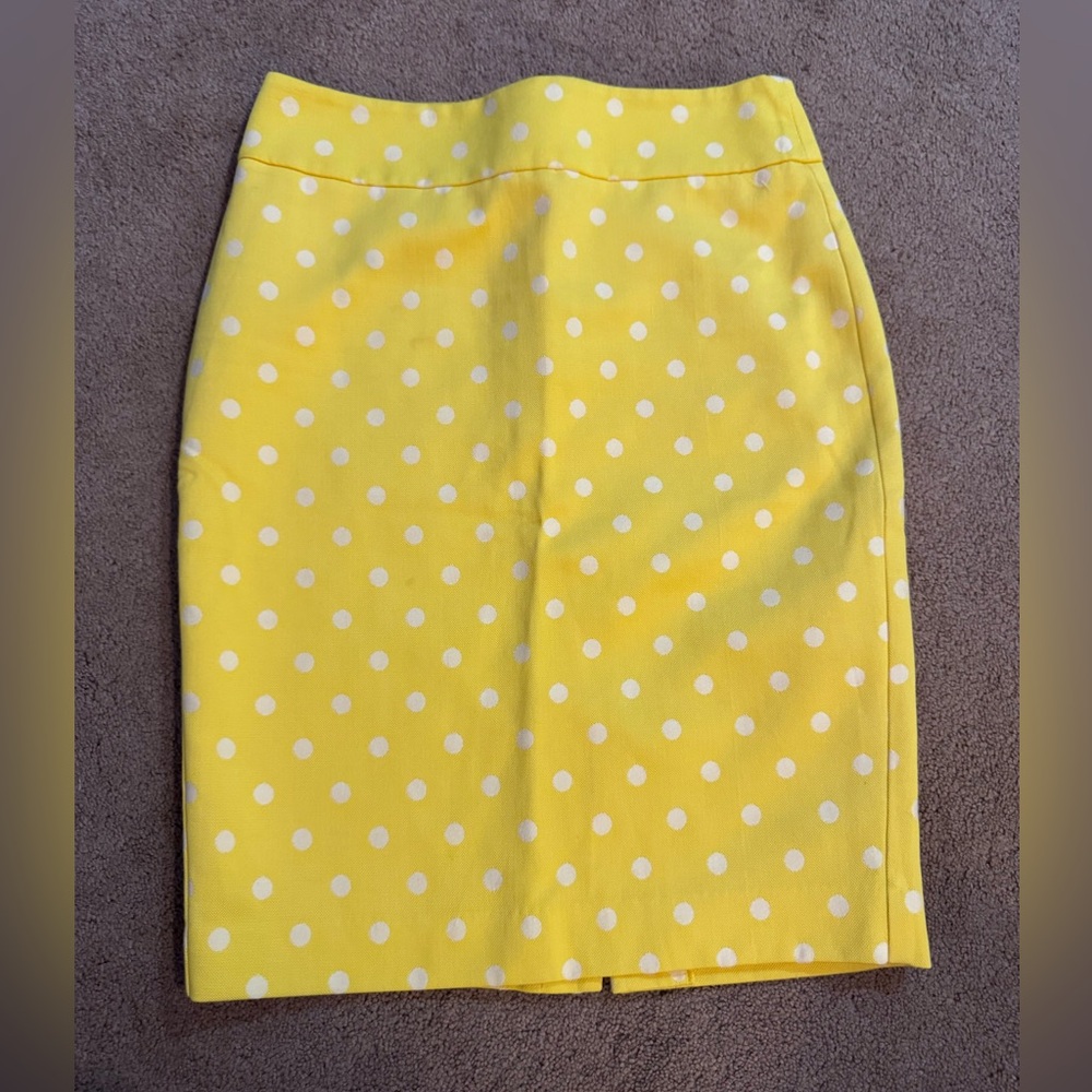 Ann Taylor Yellow Polka Dot Pencil Skirt